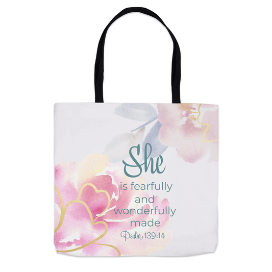 Tote Bag - Fearfully and Wonderfully Made -Pink Roses