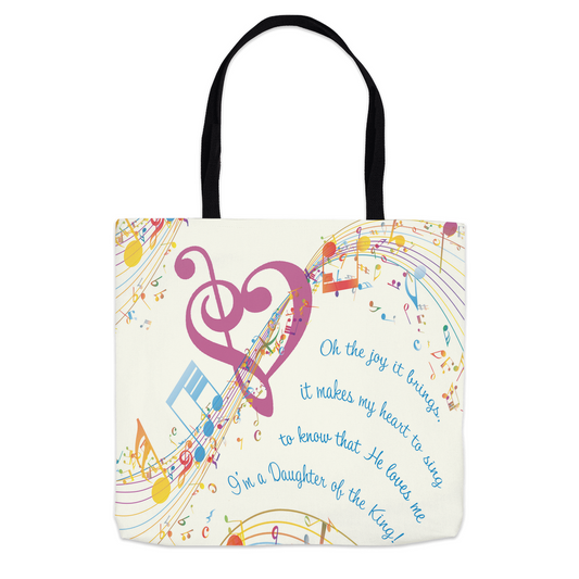 Tote Bag - Daughter of the King - Purple Bass Clef Musical Heart